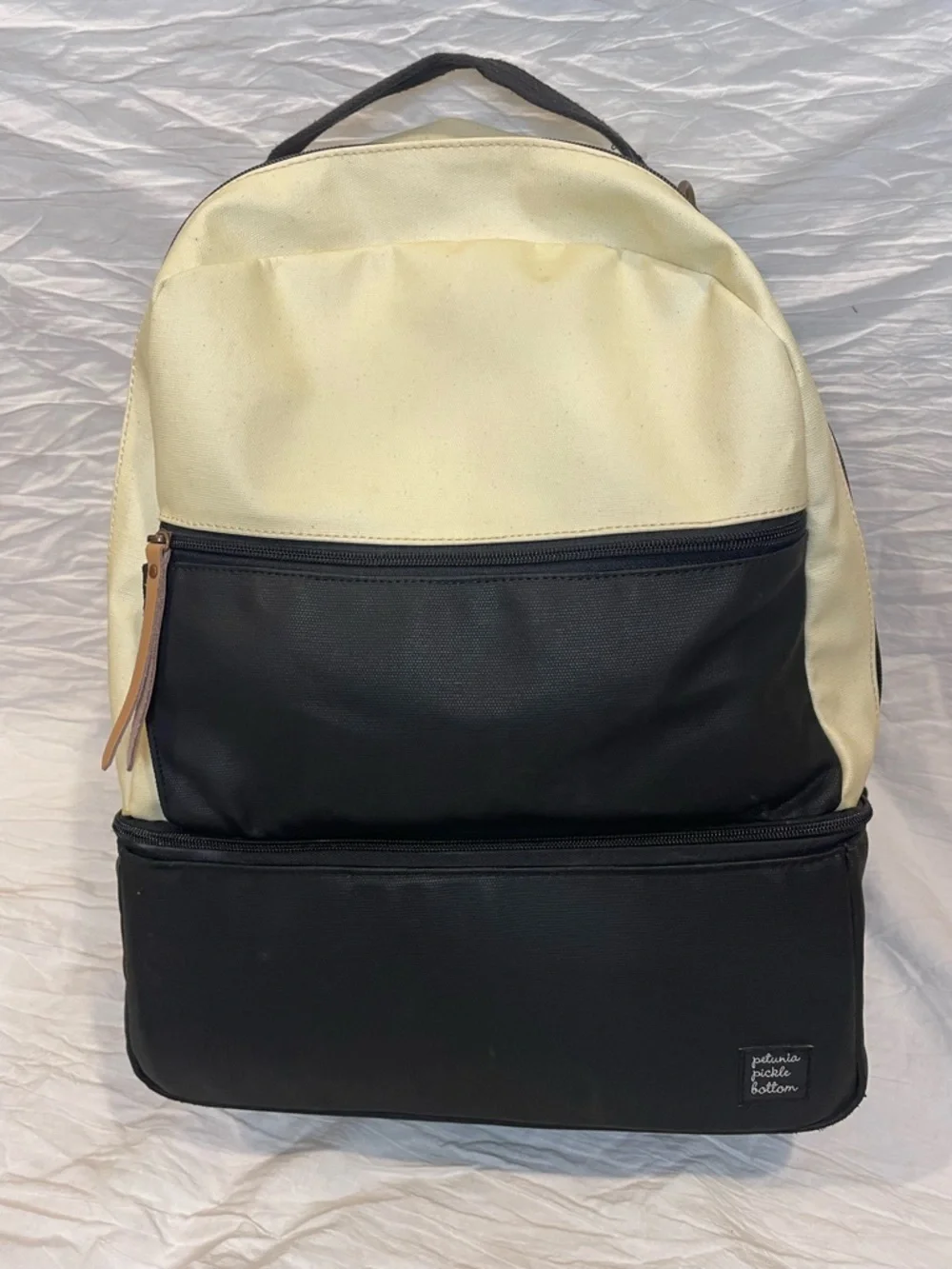 Petunia Pickle Bottom Axis Backpack, Black Cream Minimal Chic Baby Bag